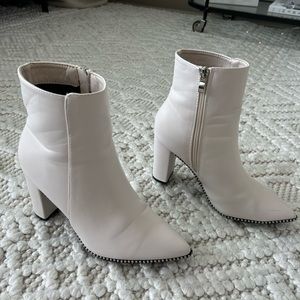 White Chunky Heeled Bootie